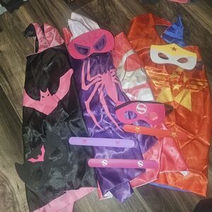 Superhero Kids Girls Costume Set - Black, Pink, Red